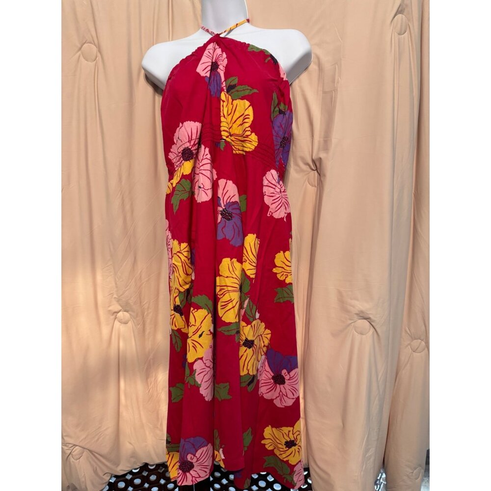 Vintage 70s Fritzi Sleeveless Dress Large Ties Behind Neck